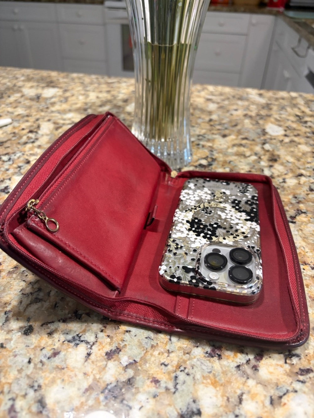 Coach Vintage Red Leather Travel/Check Book Wallet Case with Card Slots